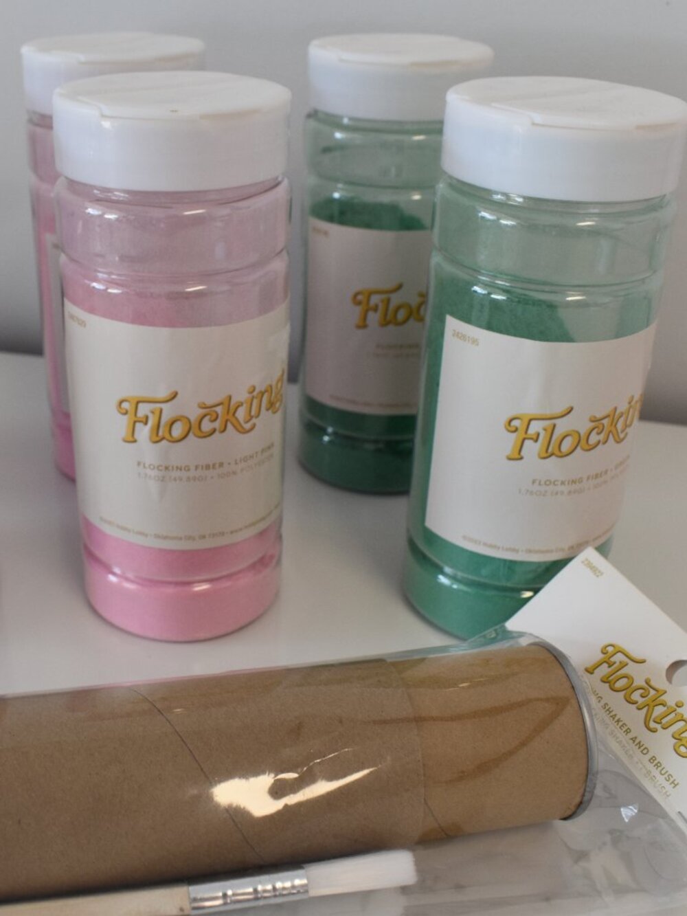 Flocking Fiber Craft Kit Bundle Pastel Colors Applicator Tube & Brush DIY Craft